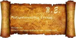 Matyasovszky Ernye névjegykártya